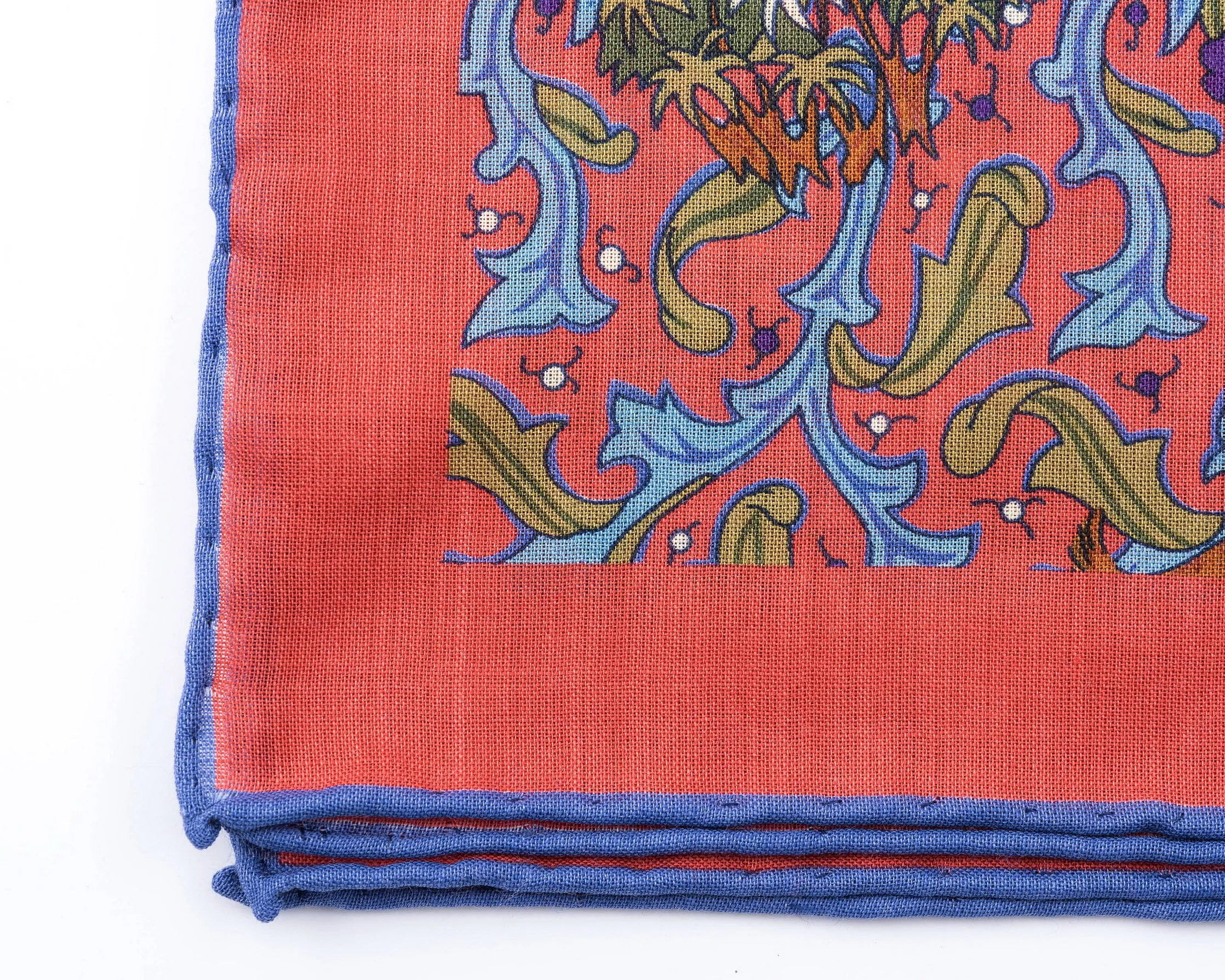 Salmon Pink Hunting Motif Silk-Wool Pocket Square