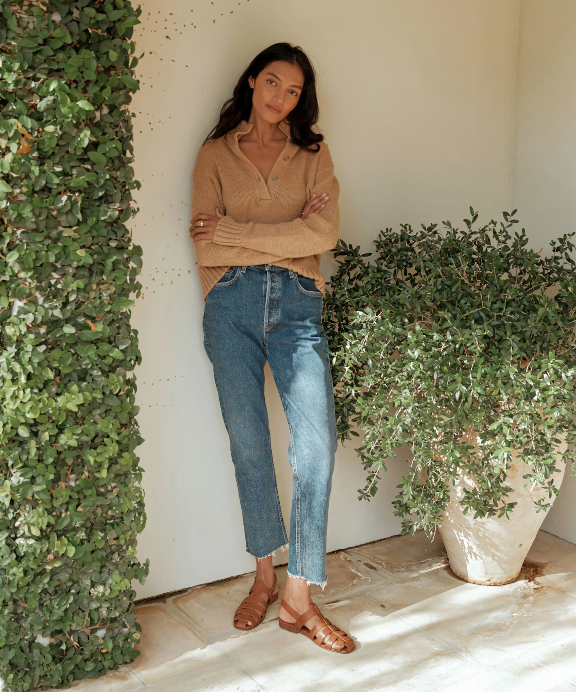 Leather Lake Sandal Layered construction Butterfly Back Closure