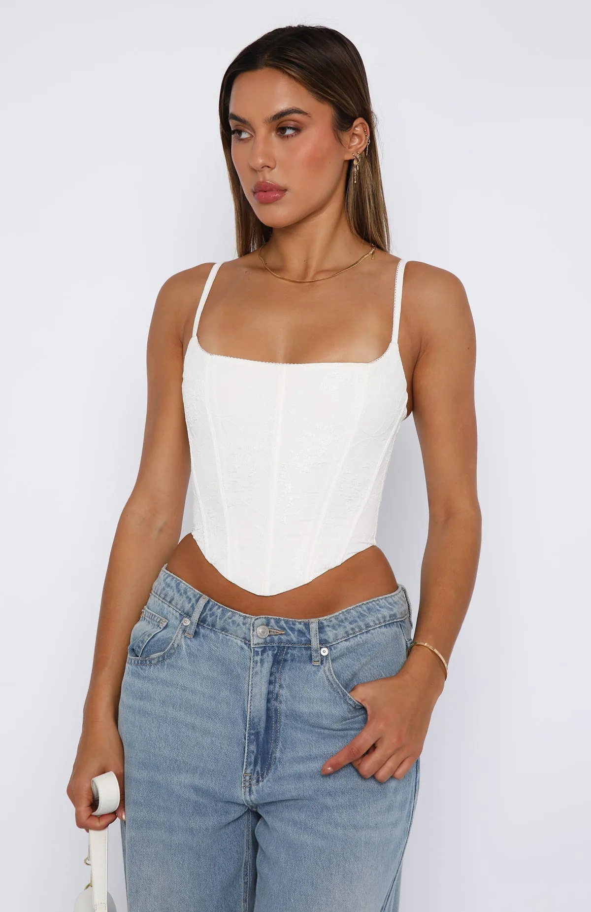 Bohemian style Loose Tee Same Old Song Bustier White