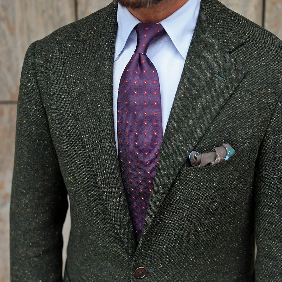 Samurai Motif Cotton Blend Pocket Square - Brown - 40x40cm