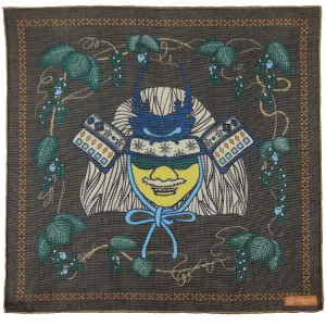 Samurai Motif Cotton Blend Pocket Square - Brown - 40x40cm
