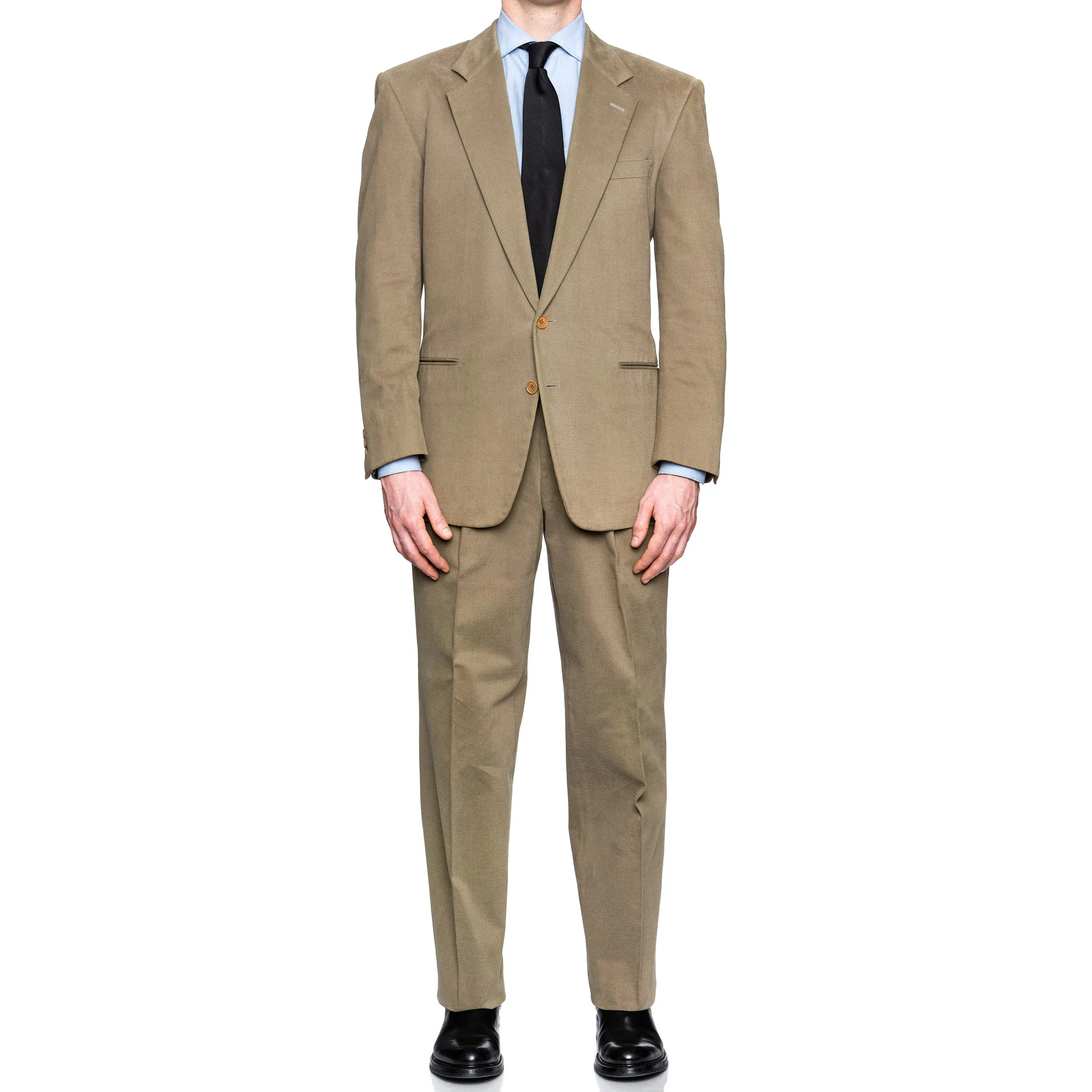 SARTORIA CASTANGIA Olive Twill Cotton Velvet Suit EU 50 NEW US 40