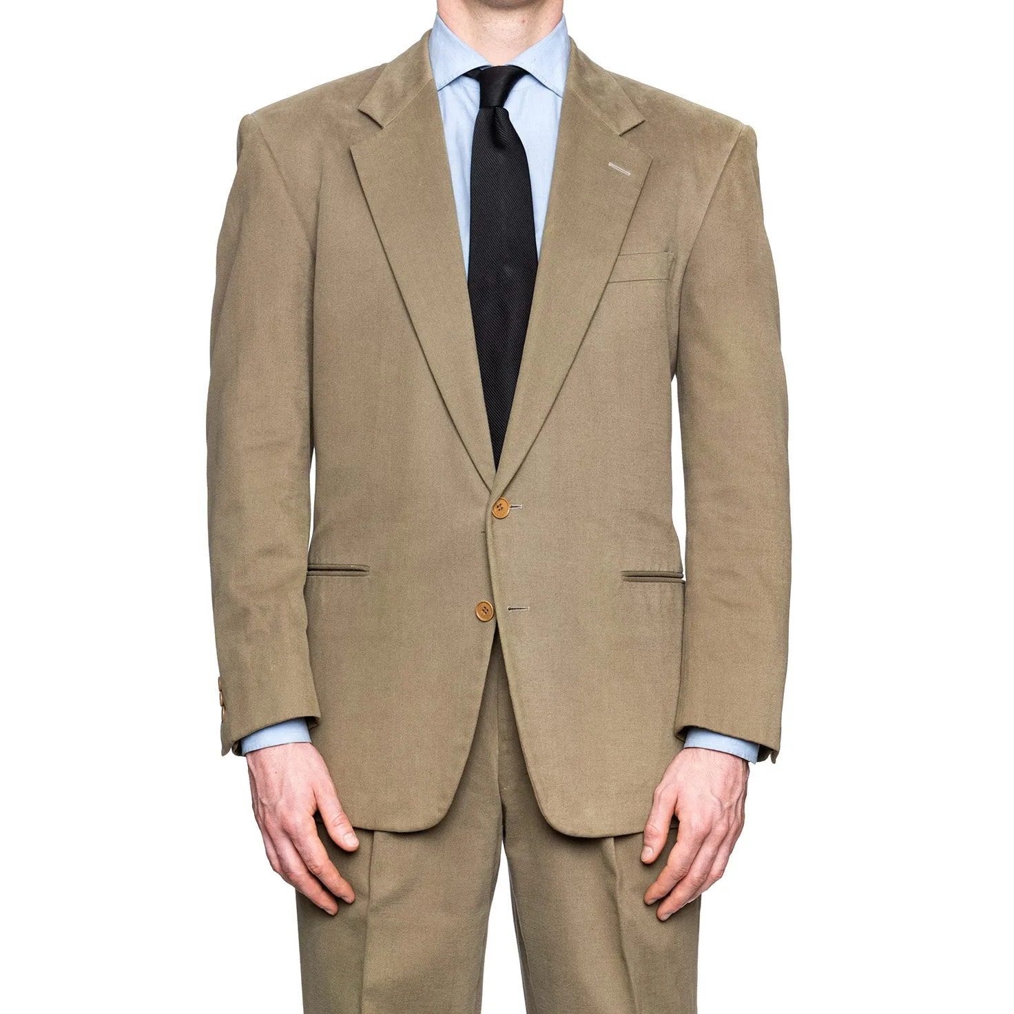 SARTORIA CASTANGIA Olive Twill Cotton Velvet Suit EU 50 NEW US 40