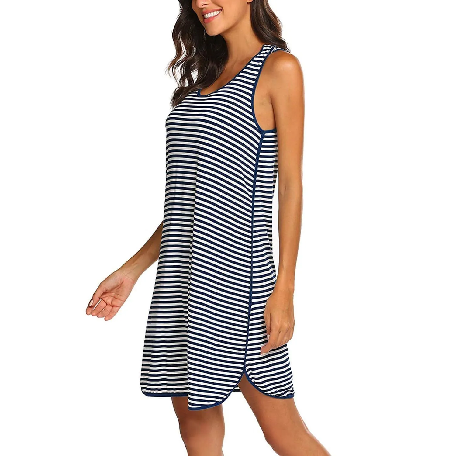 Sassy Striped Sleeveless Nursing Dress