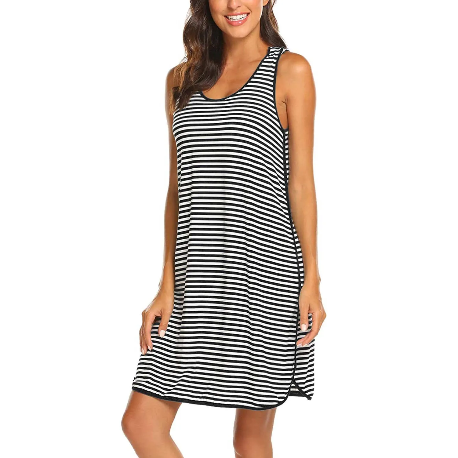 Sassy Striped Sleeveless Nursing Dress