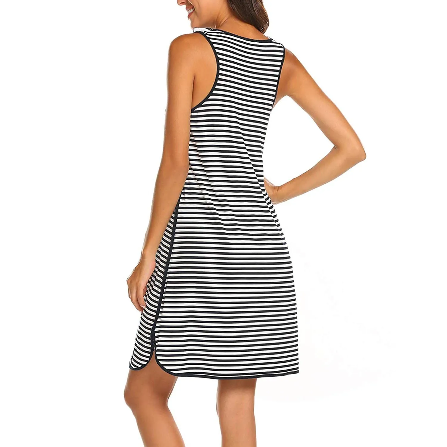 Sassy Striped Sleeveless Nursing Dress