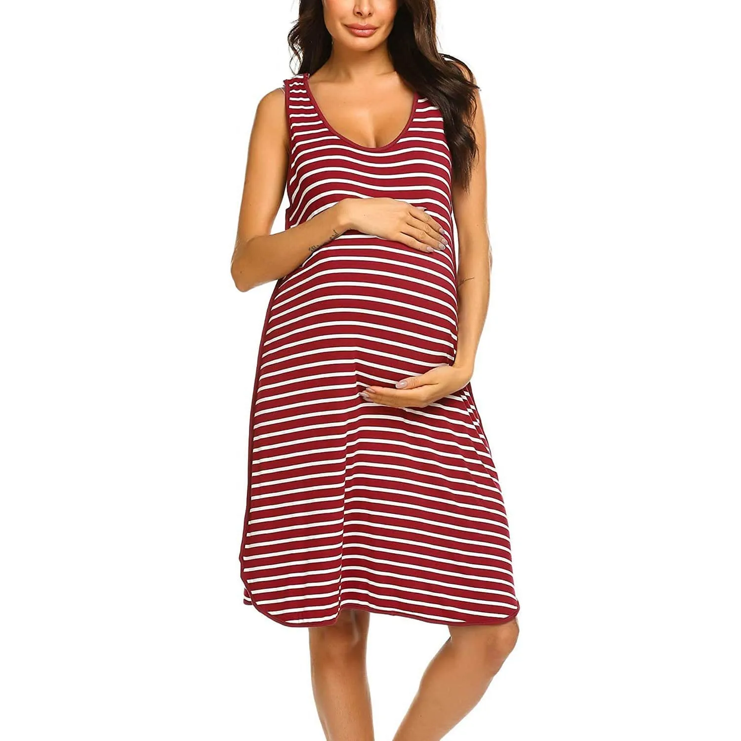 Sassy Striped Sleeveless Nursing Dress