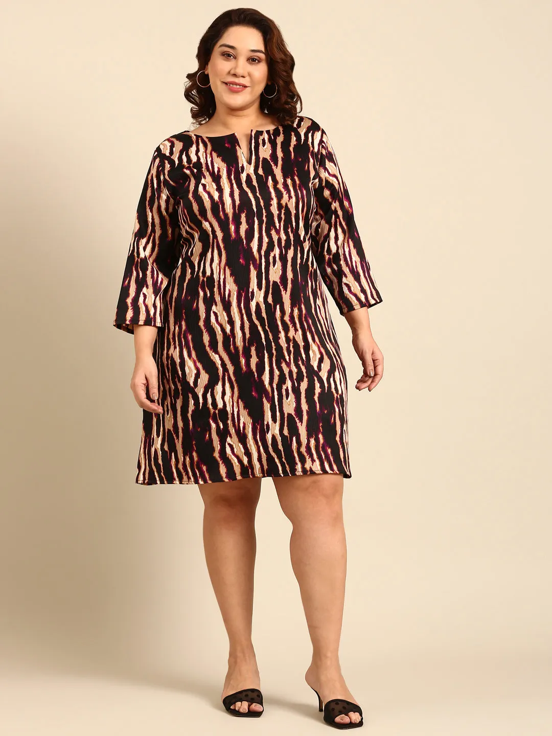 Satin Chiffon Printed Dress
