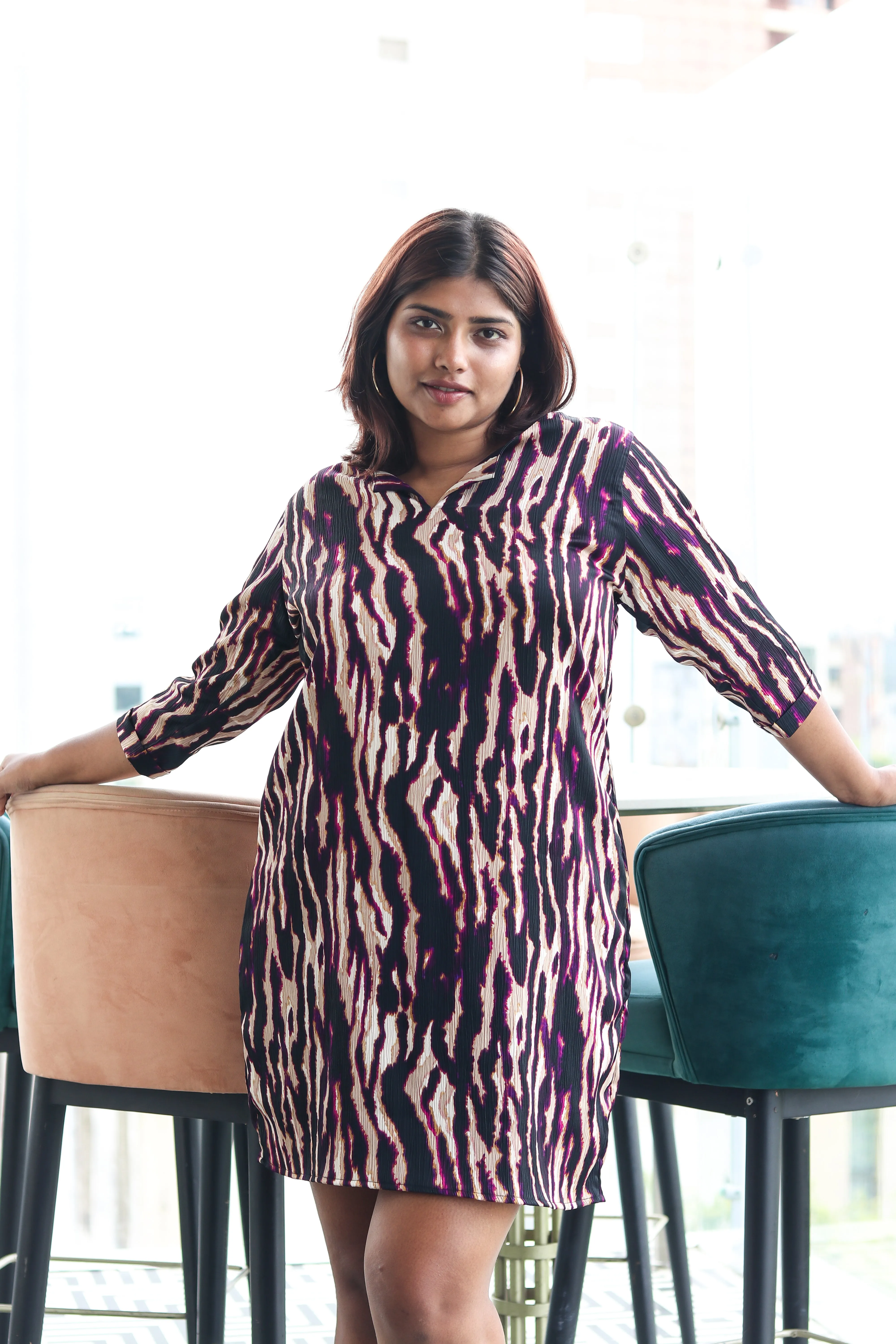 Satin Chiffon Printed Dress