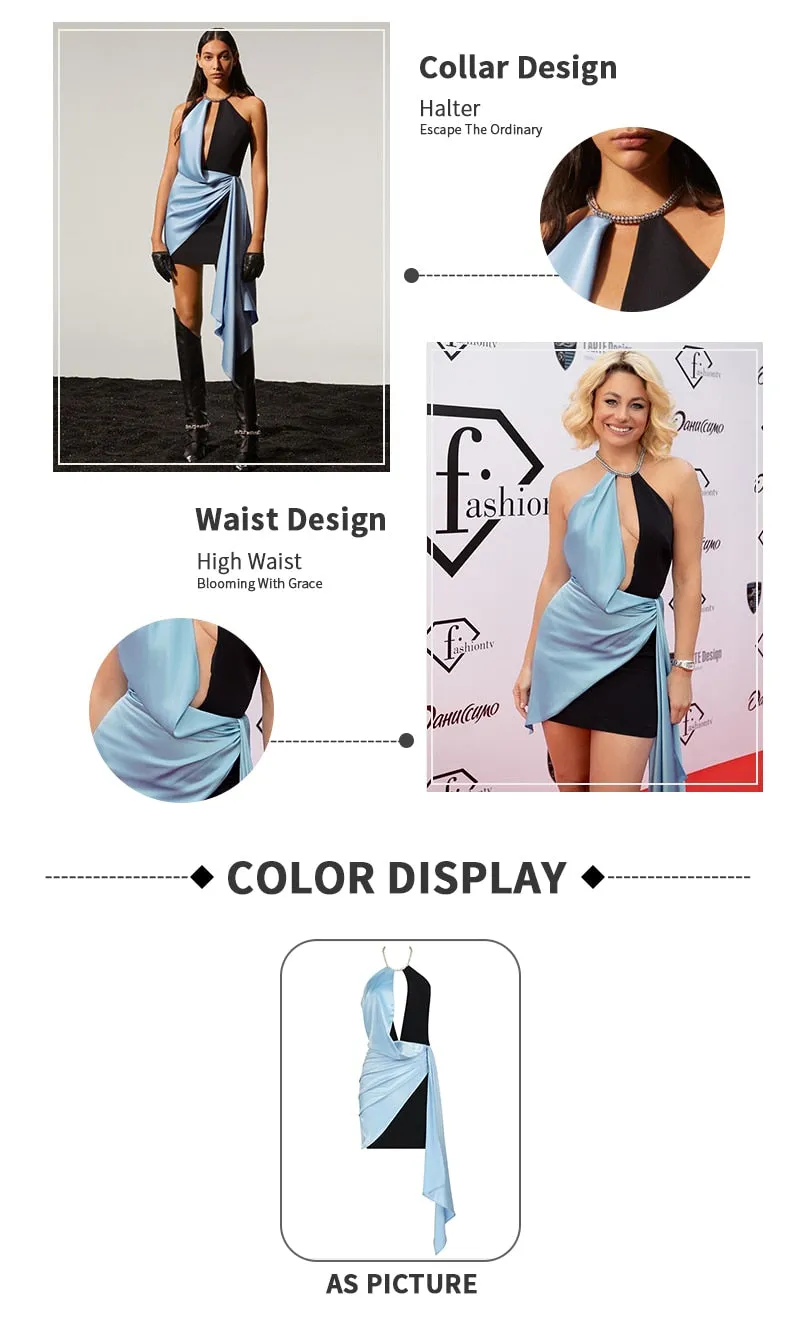 Satin Crystal Chain Mini Dress
