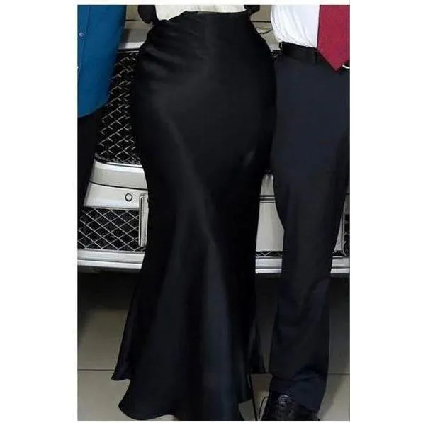 Satin Pencil Long Skirt