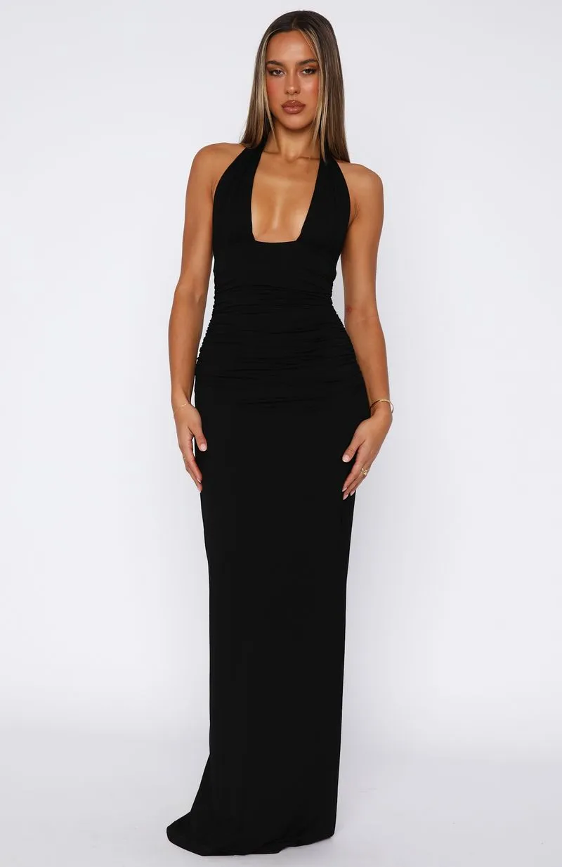 Say What You Feel Halter Maxi Dress Black Convertible Style
