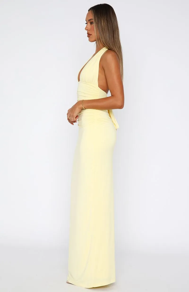Layered Hemline Say What You Feel Halter Maxi Dress Lemon