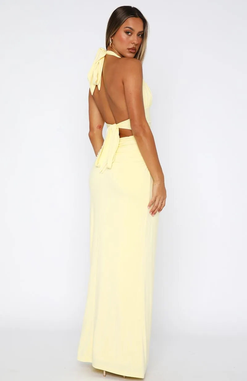 Say What You Feel Halter Maxi Dress Lemon DurableZipper