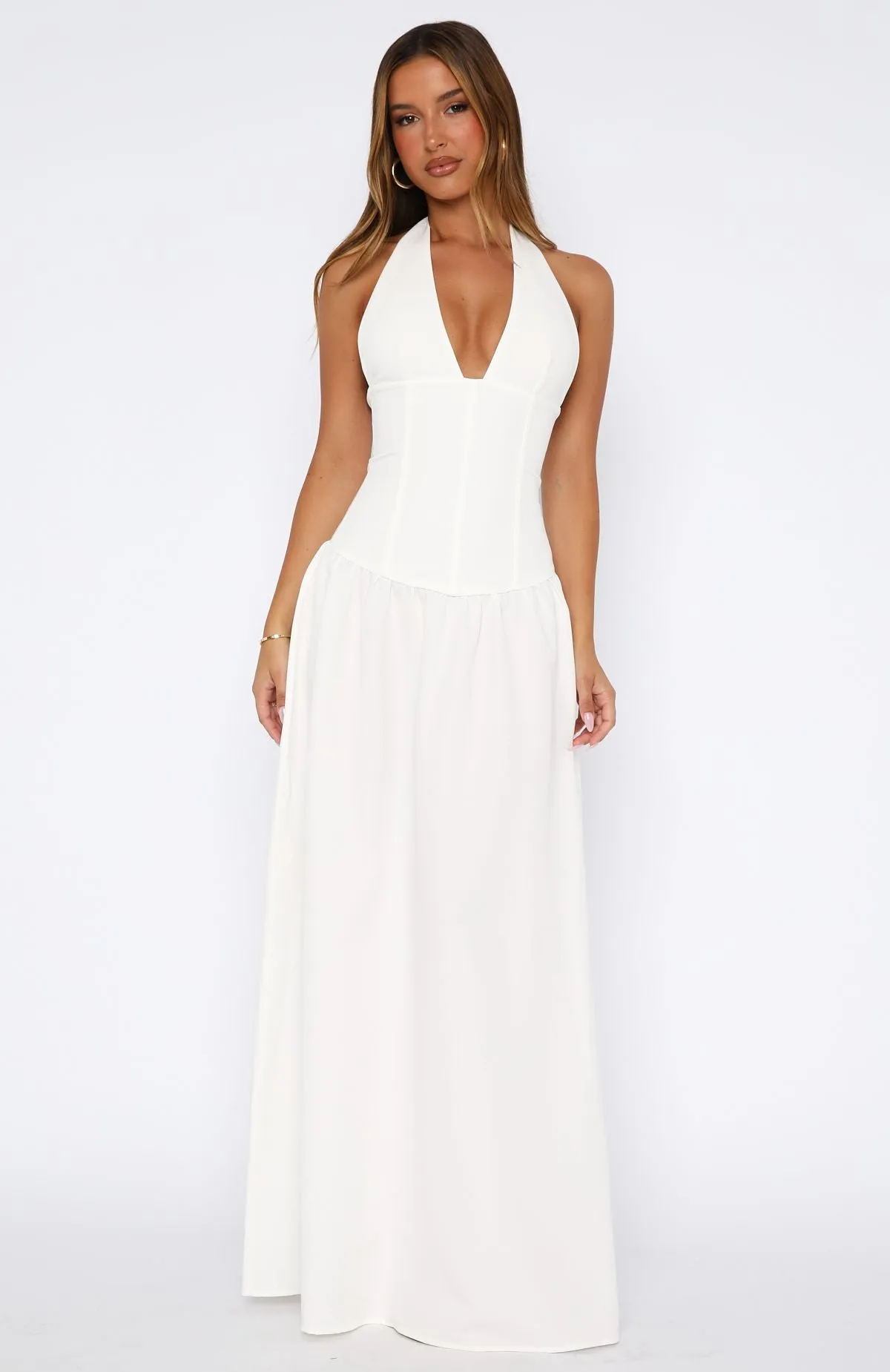 Say You Love Maxi Dress White Comfortable Collar Comfortable Cut