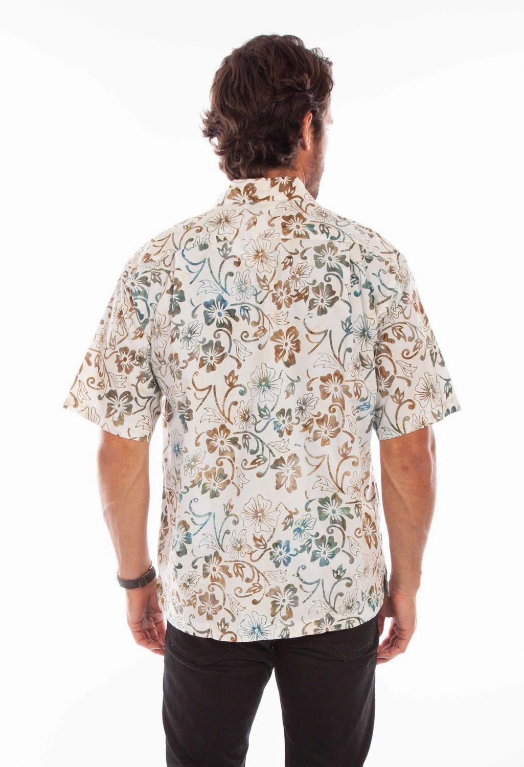 Inner Layer Classic Fit Scully Mens Batik Floral Natural 100% Cotton S/S Shirt