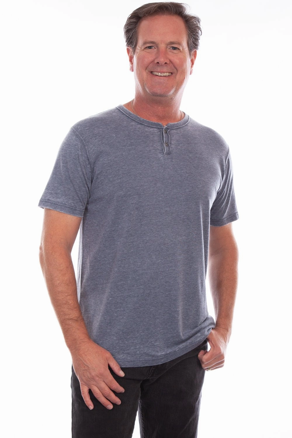 Scully Mens Denim 100% Cotton Henley S/S T-Shirt Regular Fit