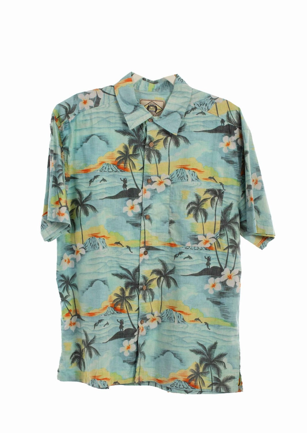 Chic Look Versatile Layering Scully Mens Hawaiian Scenery Aqua 100% Cotton S/S Shirt