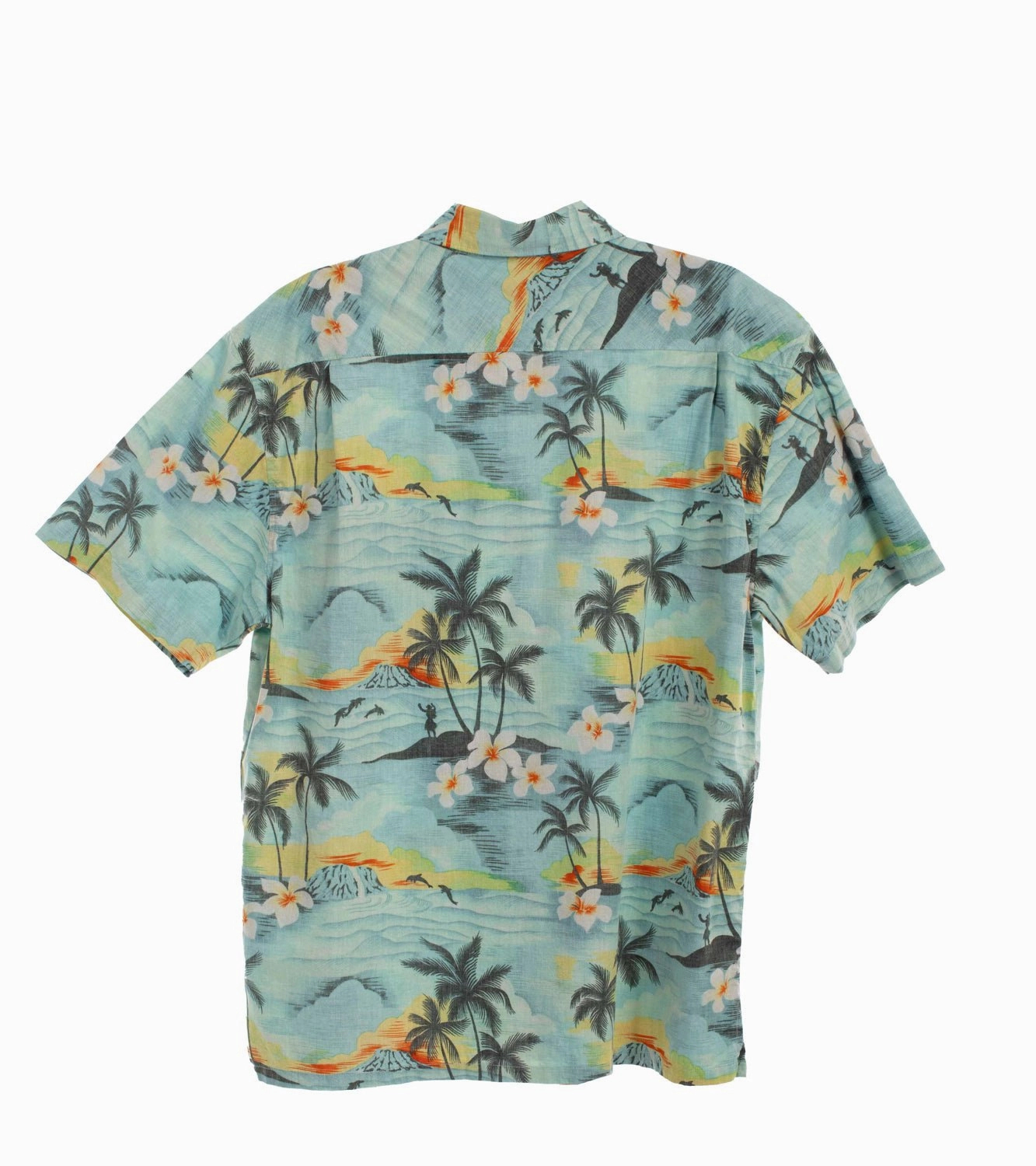 Scully Mens Hawaiian Scenery Aqua 100% Cotton S/S Shirt Breathable Lining