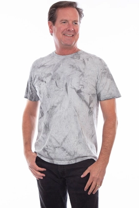 Scully Mens Ocean Mist Grey 100% Cotton S/S T-Shirt Flexible Shoulder Seams StretchFabric