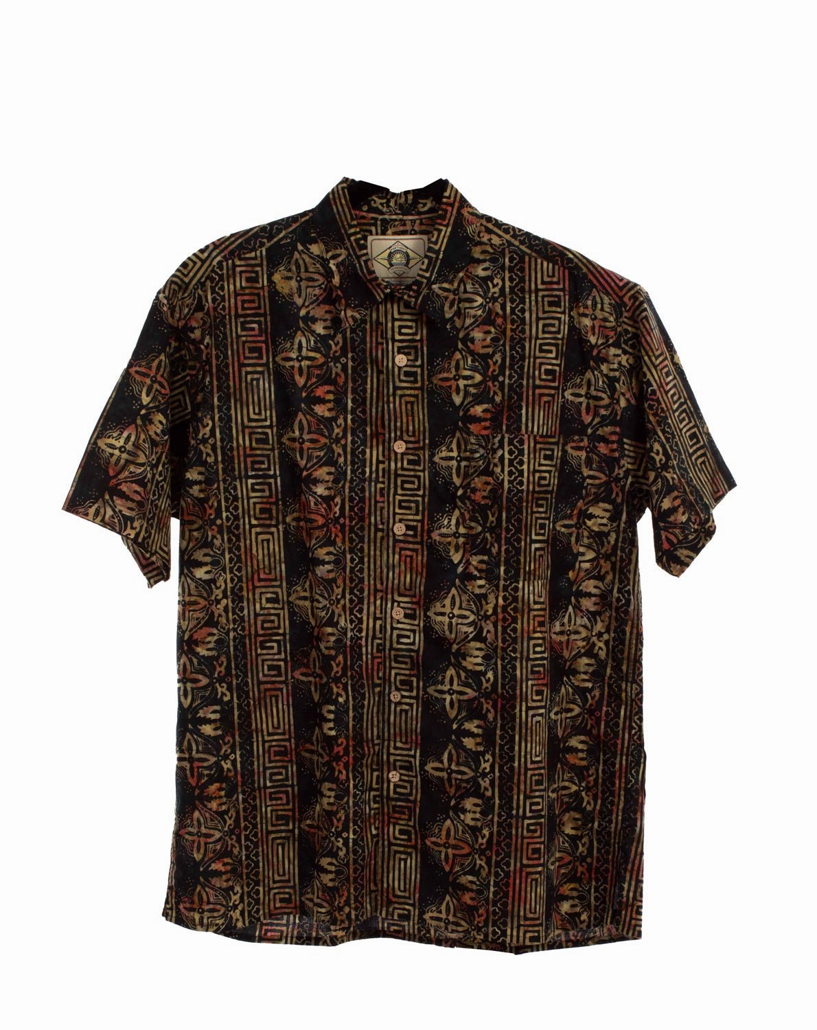 Scully Mens Special Batik Black 100% Cotton S/S Shirt Double Needle Hemming