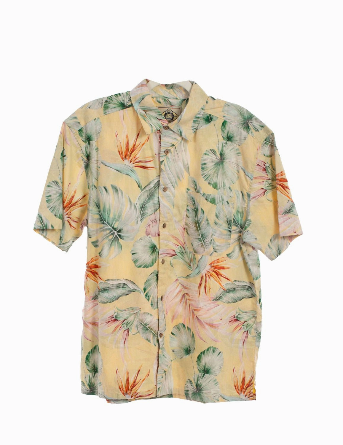 Scully Mens Vibrant Floral Yellow 100% Cotton S/S Shirt Classic Look Fashion Statement