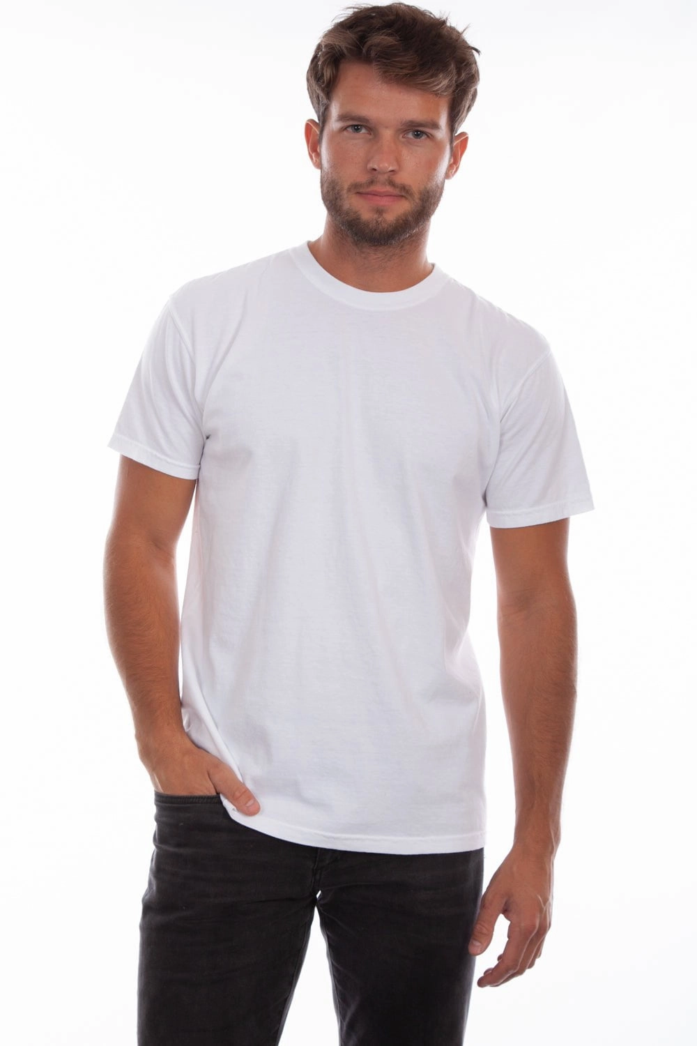 Scully Mens White 100% Cotton Crew S/S T-Shirt Layering Essential