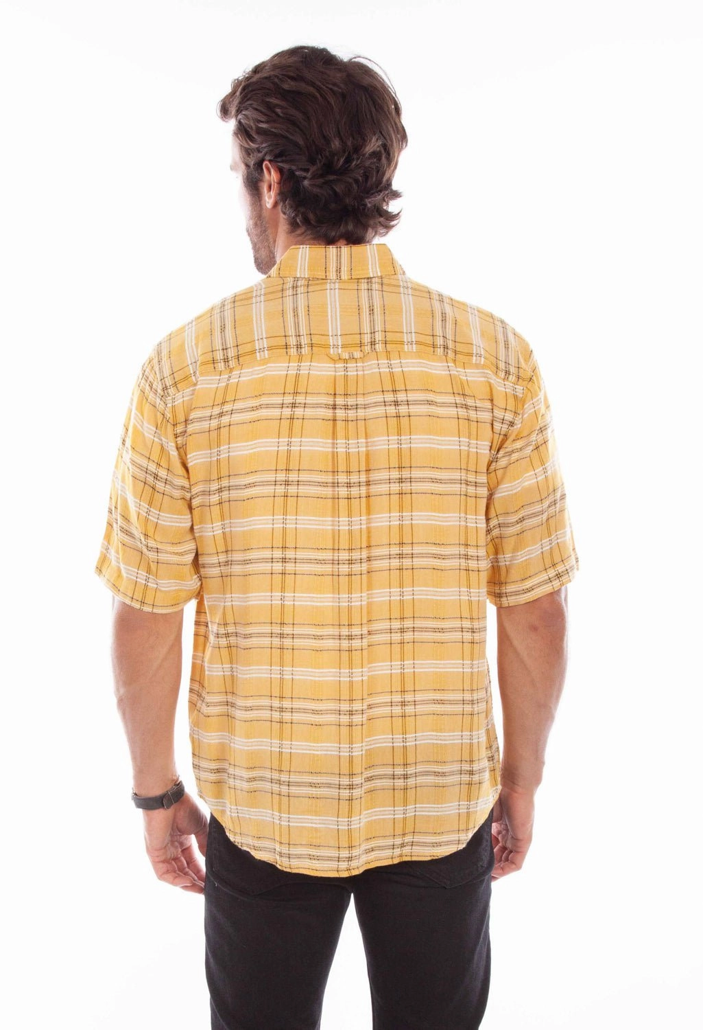 Scully Mens Worn Outs Plaid Yellow 100% Cotton S/S Shirt Local Favorite