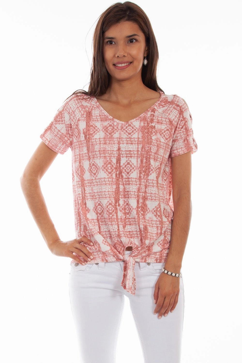 Scully Womens Rose Polyester Lattice S/S Blouse Wrinkle Resistant Material Classic Look