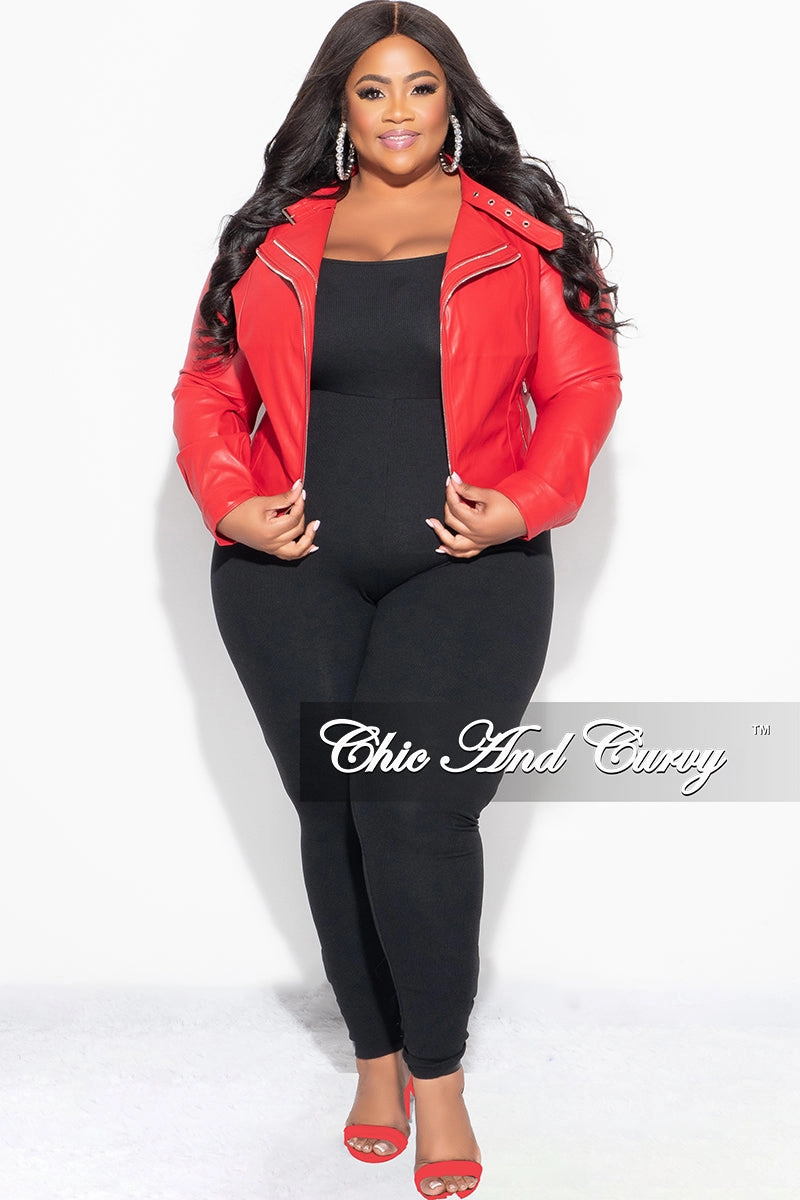tech fabric Core Ease Final Sale Plus Size Biker Jacket - Red