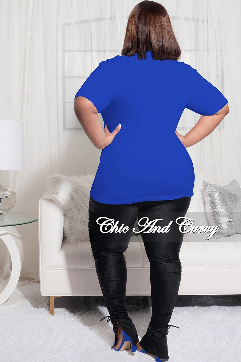 Simple Comfort Wear Final Sale Plus Size Short Sleeve V-Neck Boujee AF T-Shirt in Royal Blue