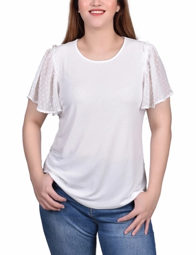 All Day Comfort Clip Dot Flutter Sleeve Top