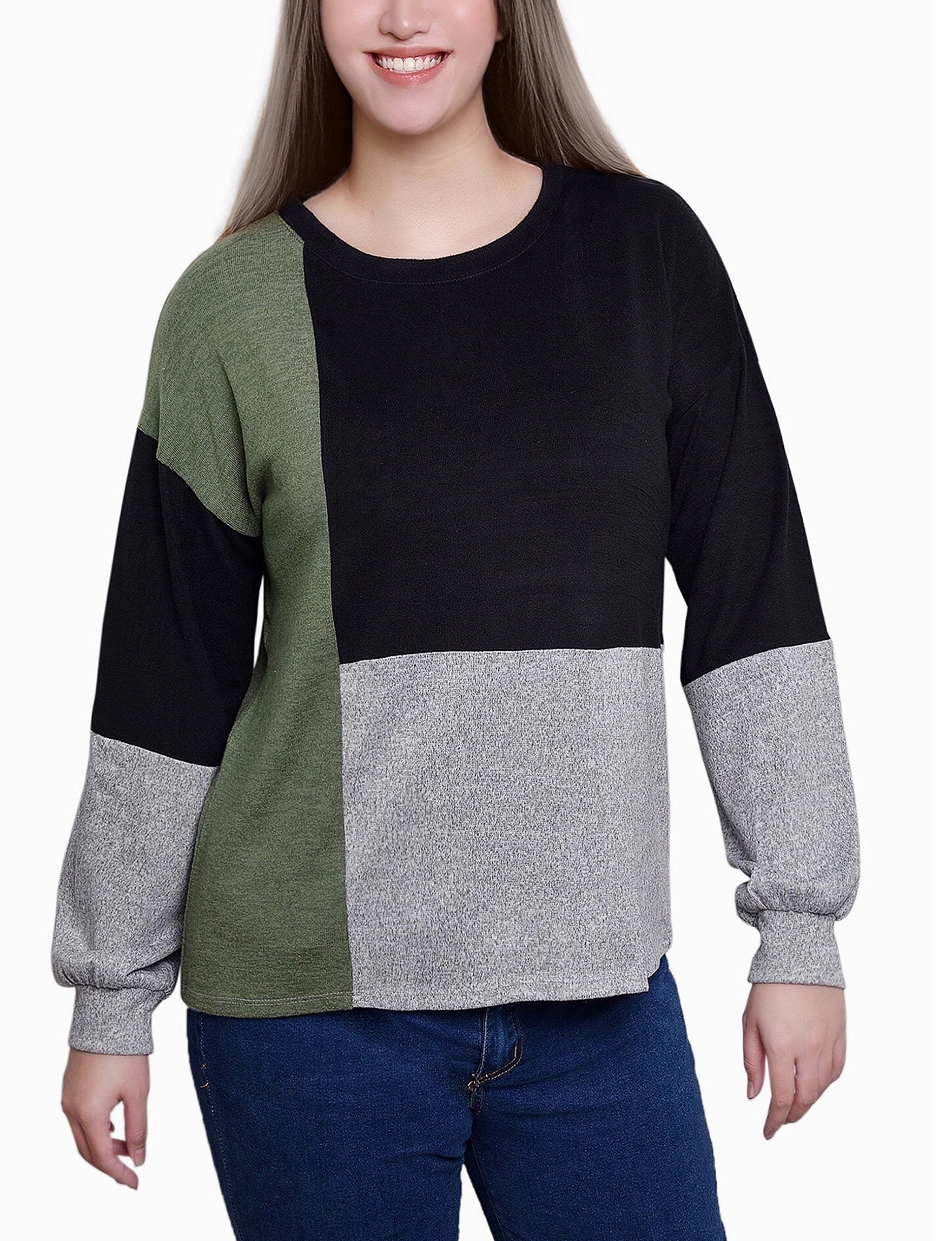 Long Sleeve Colorblocked Top Fitted Shirt All-Purpose Wear