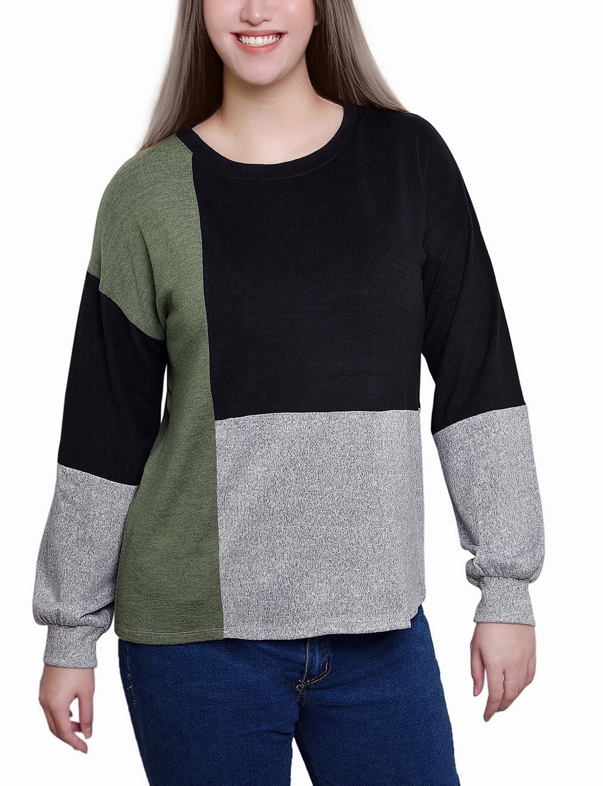 Long Sleeve Colorblocked Top AbrasionResistant Fabric