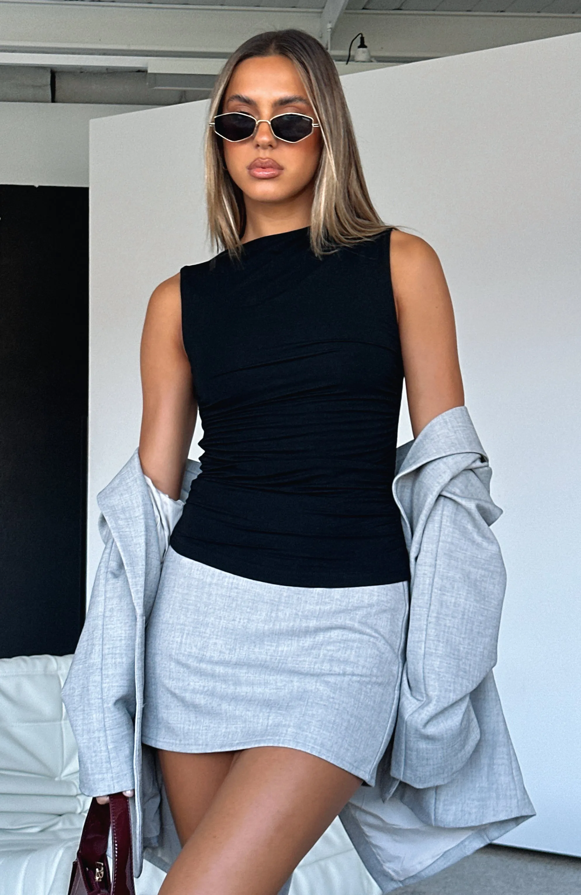 Oversized Silhouette Replaced Us Top Black