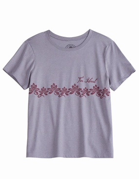 Abrasion Resistant Edging Tin Haul Womens Floral Border Grey Cotton Blend S/S T-Shirt