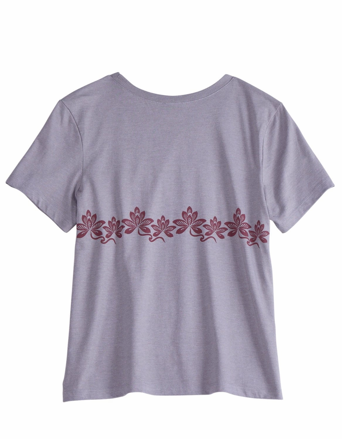 Static Dissipating Fiber Tin Haul Womens Floral Border Grey Cotton Blend S/S T-Shirt