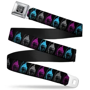 Seatbelt Belt - Grenades Black/Gray/Purple/Baby Blue