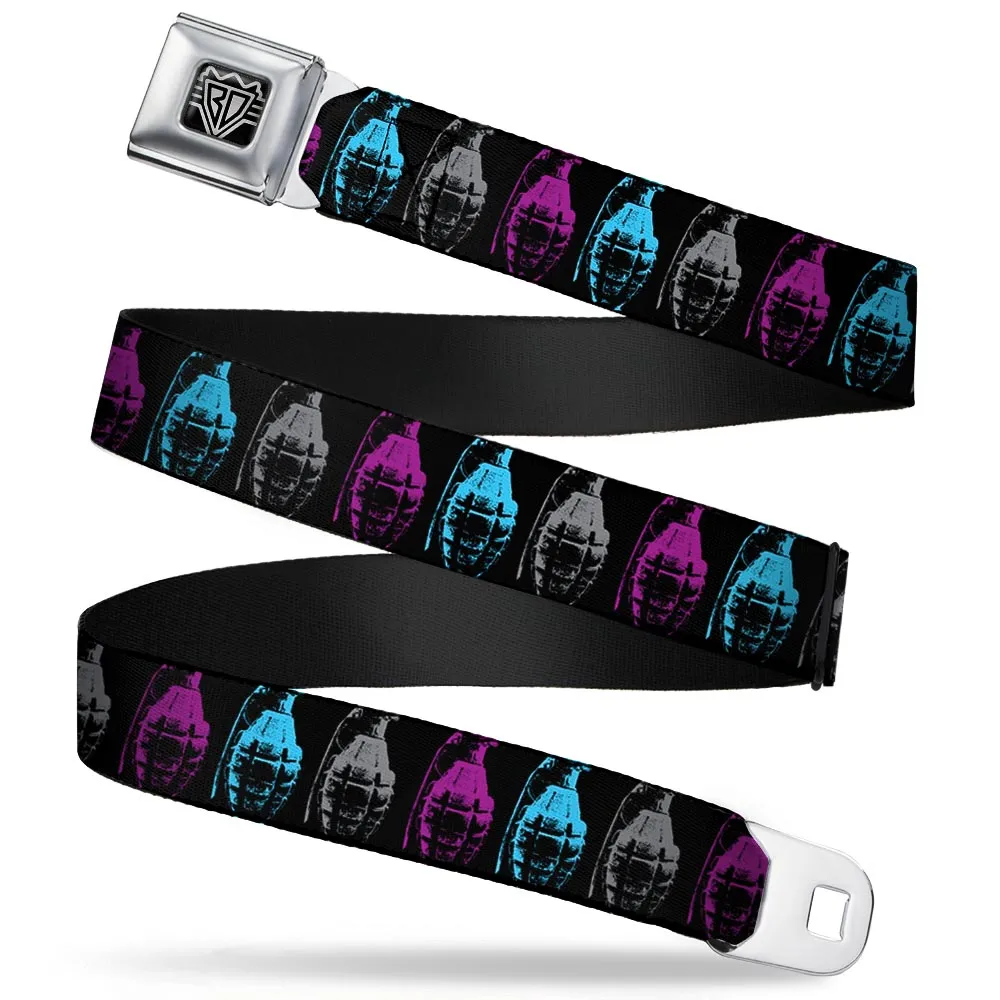 Seatbelt Belt - Grenades Black/Gray/Purple/Baby Blue