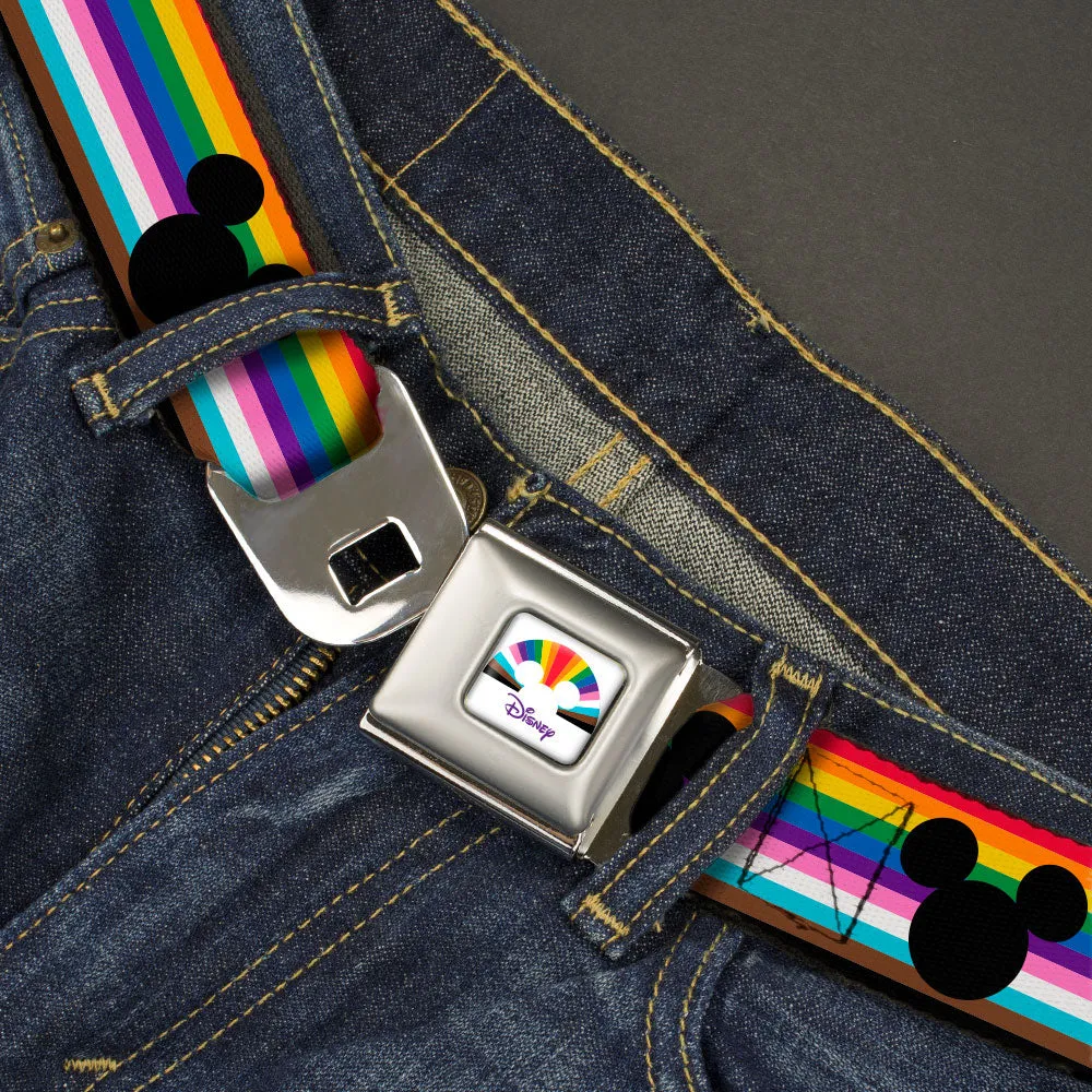 Seatbelt Belt - Mickey Mouse Ears Icon Inclusion Pride Flag Webbing