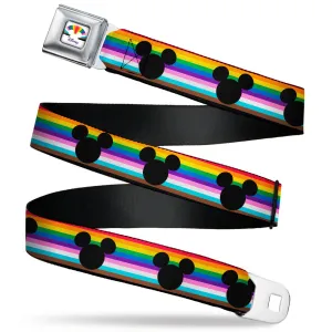 Seatbelt Belt - Mickey Mouse Ears Icon Inclusion Pride Flag Webbing
