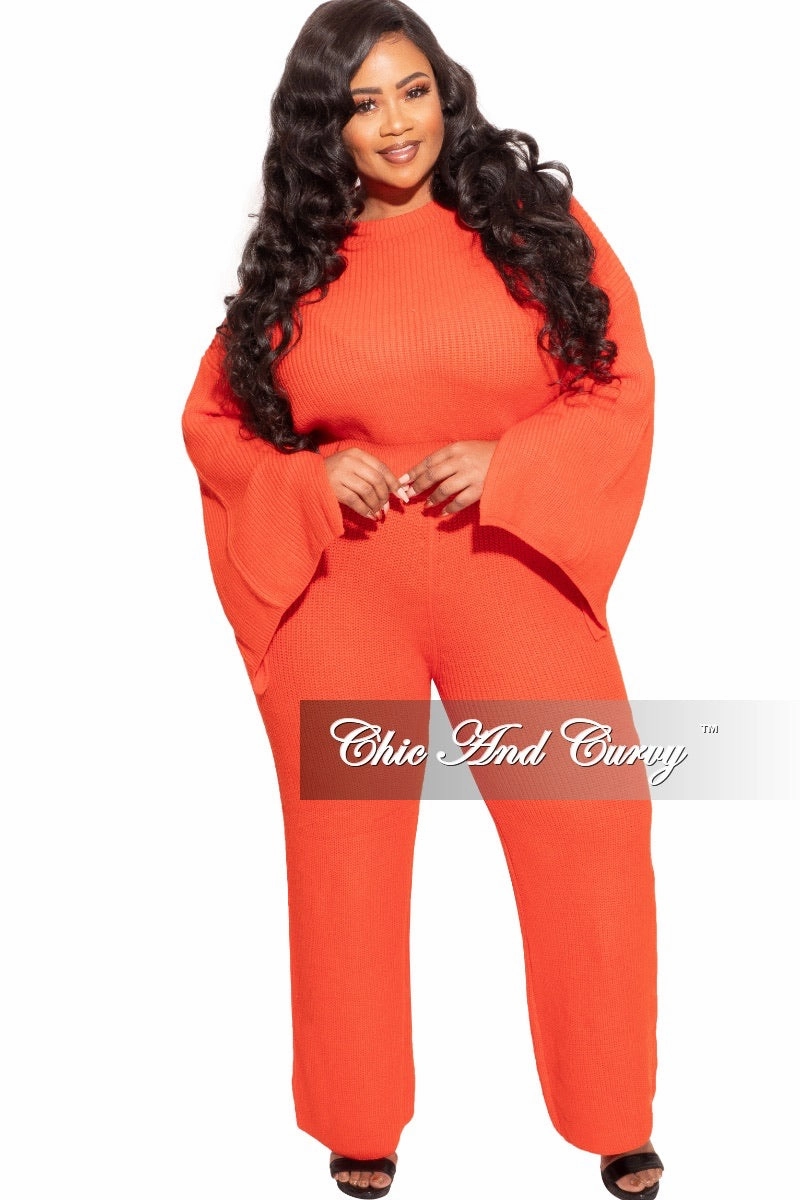 MoistureWickingLining Final Sale Plus Size Knit 2-piece Set in Orange
