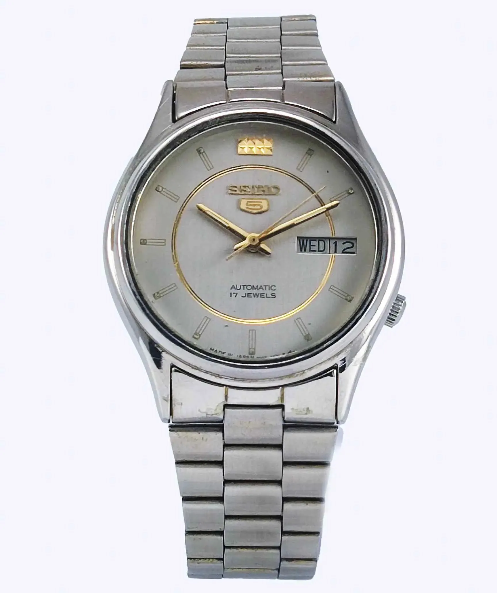 Seiko 5 Automatic-7009A Silver Dial 17 Jewels Day Date Men's Mechanical Watch