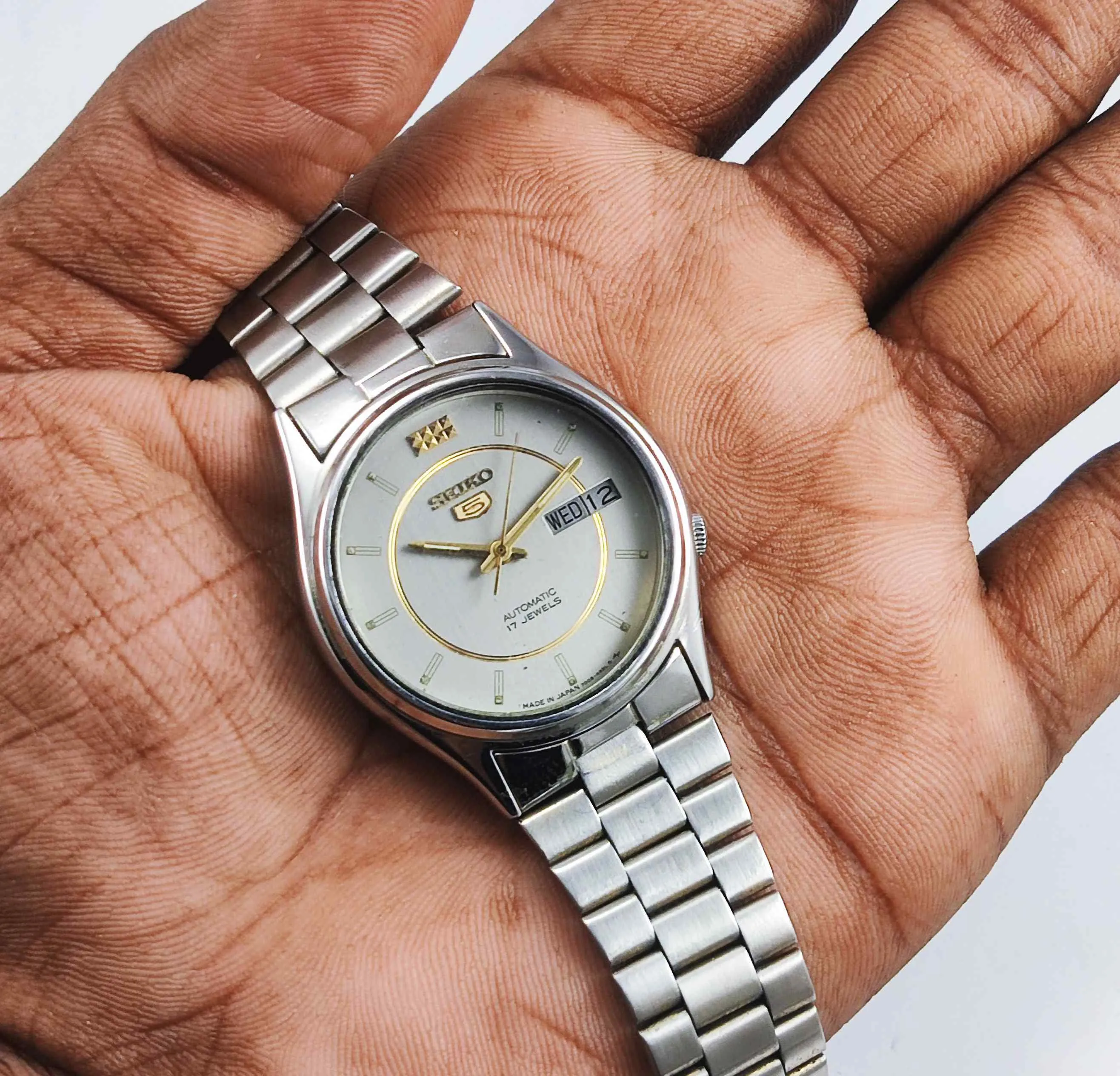 Seiko 5 Automatic-7009A Silver Dial 17 Jewels Day Date Men's Mechanical Watch