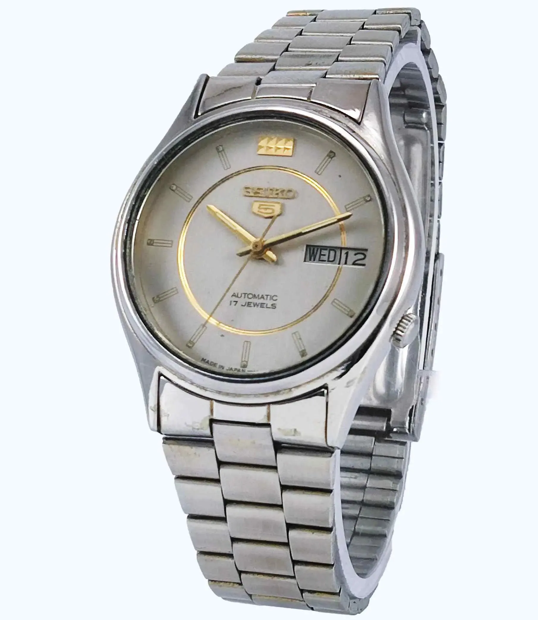 Seiko 5 Automatic-7009A Silver Dial 17 Jewels Day Date Men's Mechanical Watch