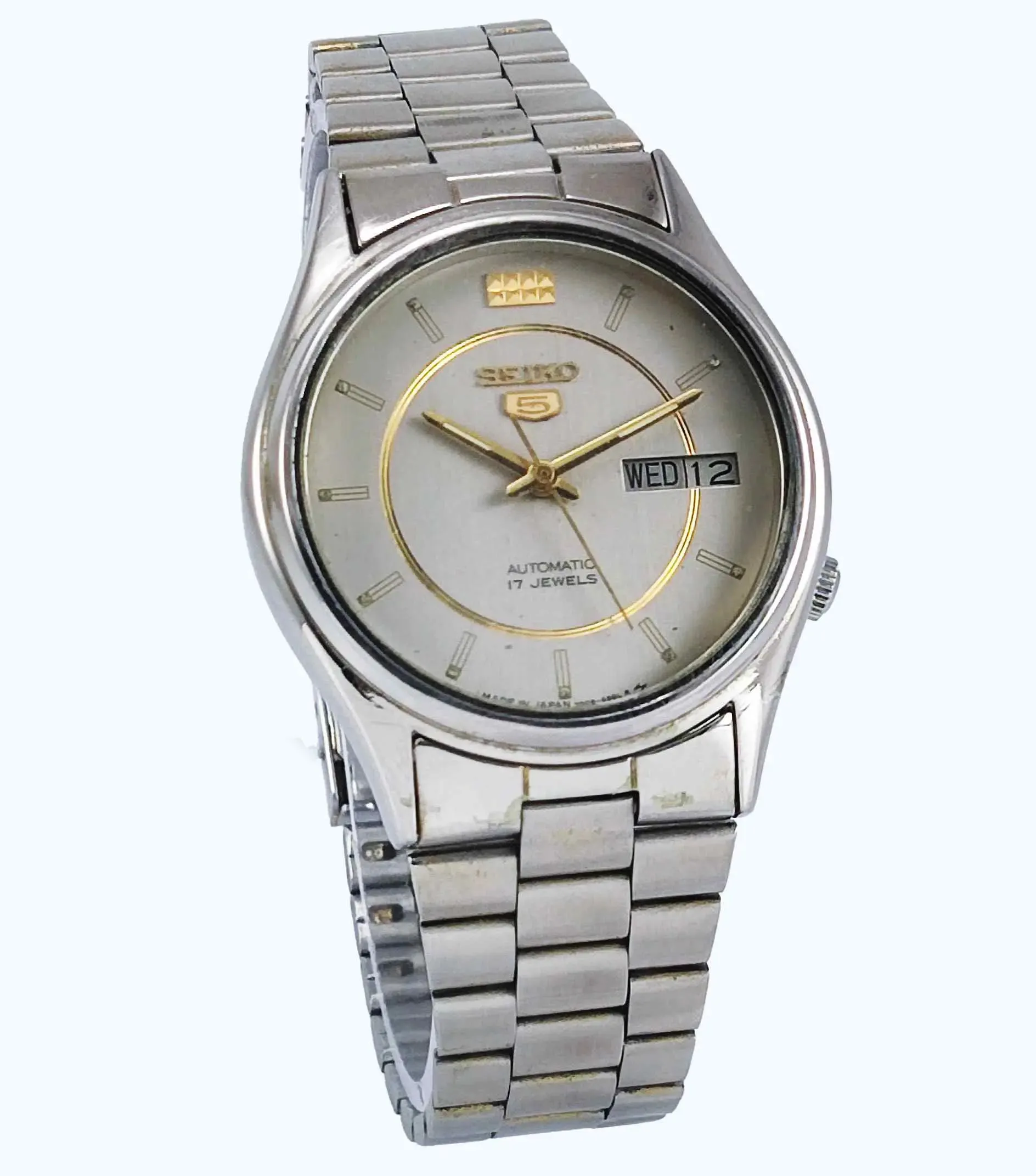 Seiko 5 Automatic-7009A Silver Dial 17 Jewels Day Date Men's Mechanical Watch