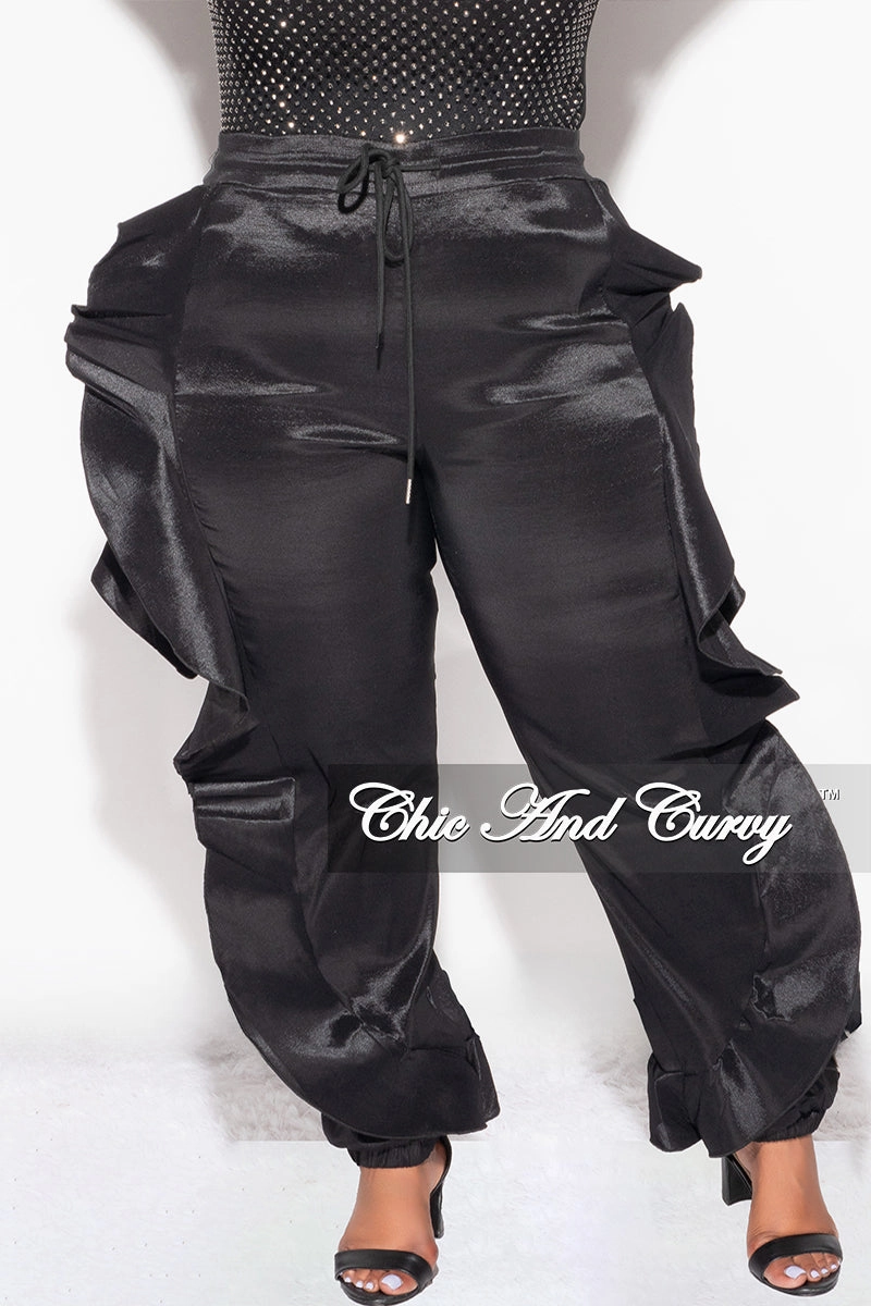 Practical Fit Final Sale Plus Size Ruffle Pants in Black (Pants Only)