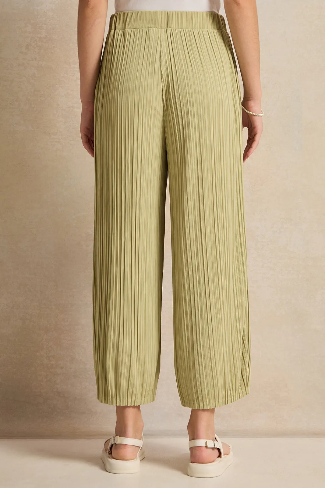 Senior Girls Green Pleated Pants