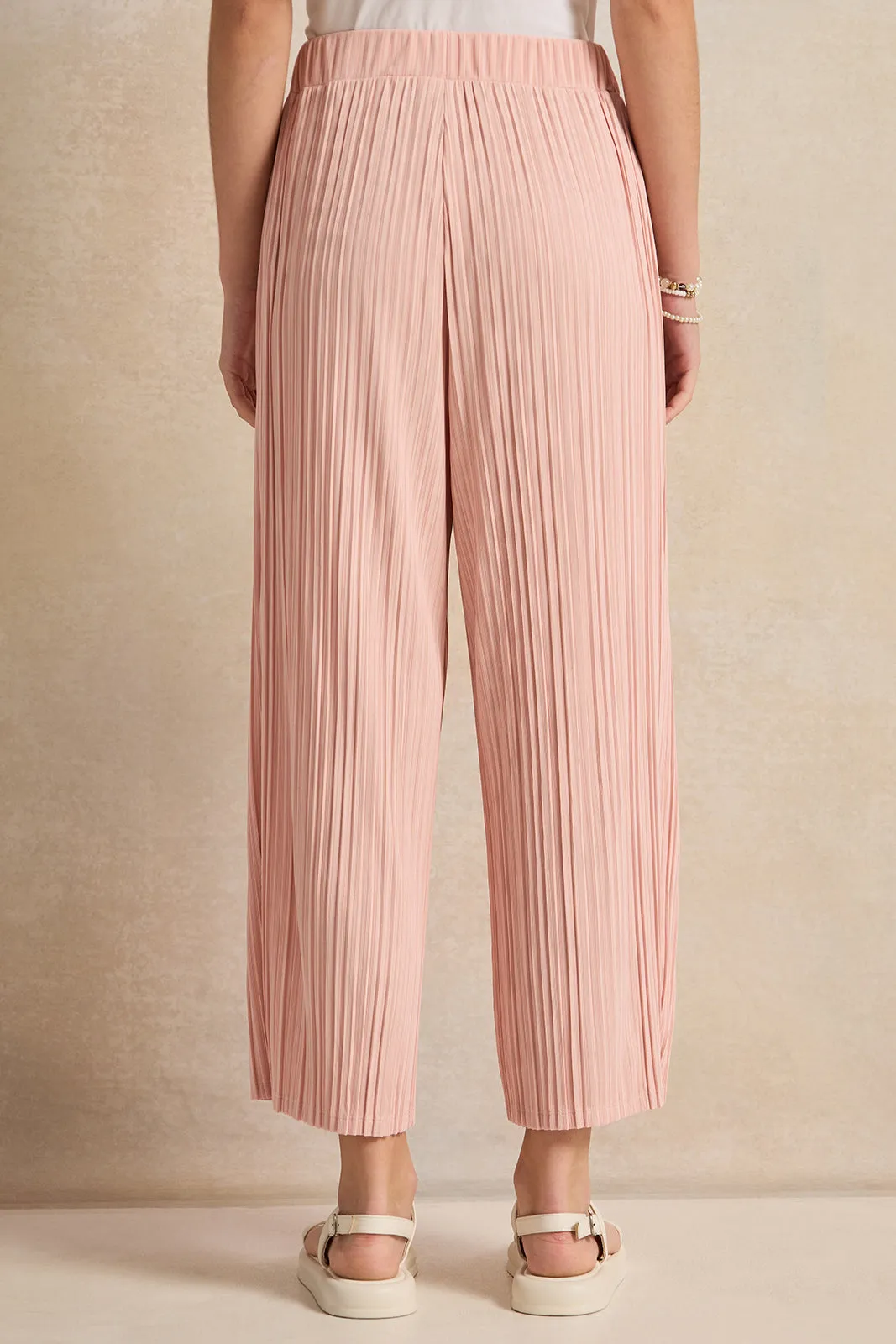 Senior Girls Pink Pleated Pants