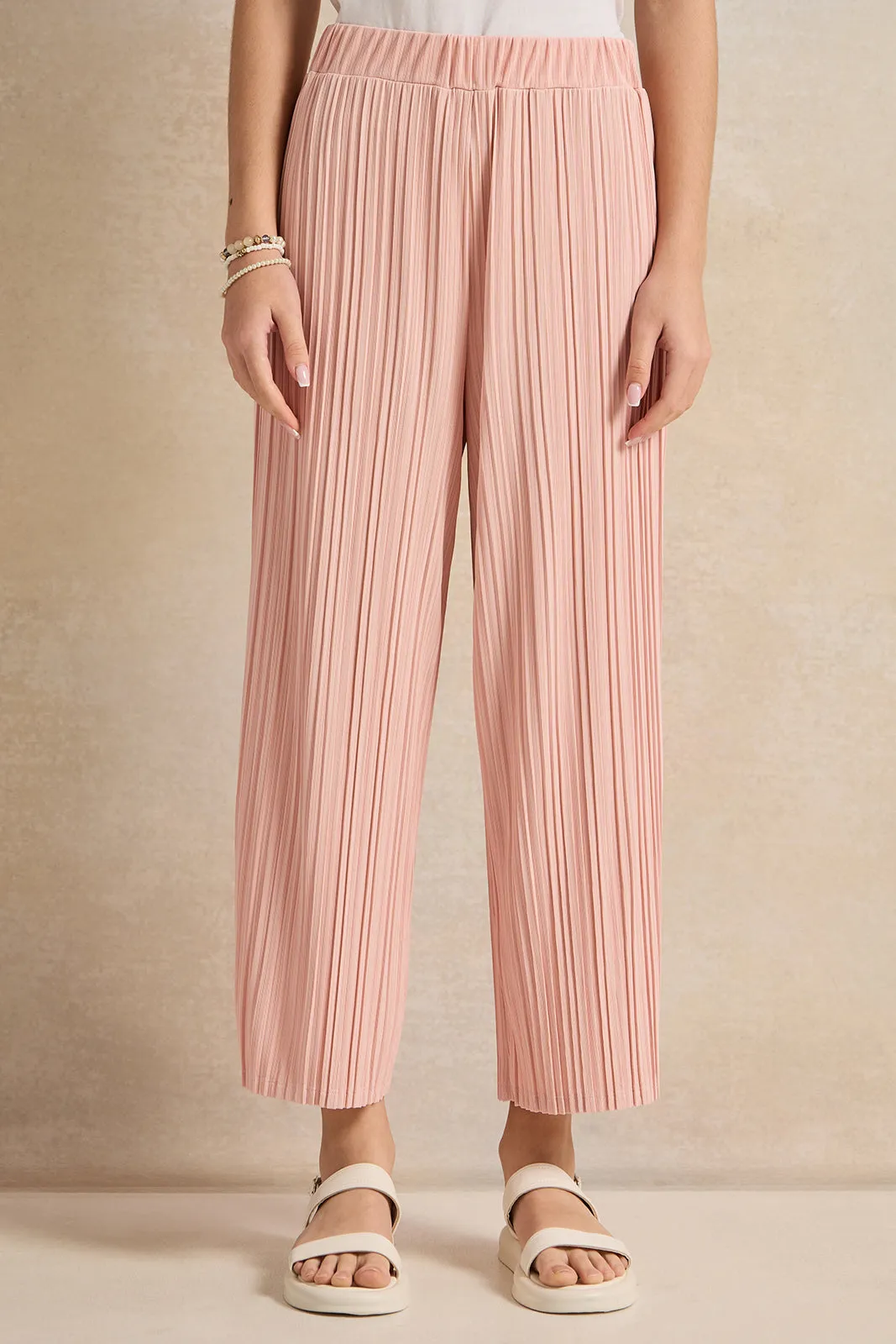 Senior Girls Pink Pleated Pants